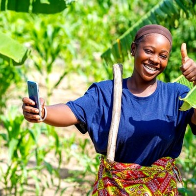 Field worker with phone